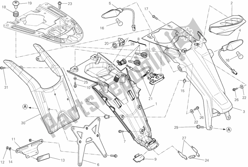 All parts for the Taillight Aus of the Ducati Monster 696 ABS 2013